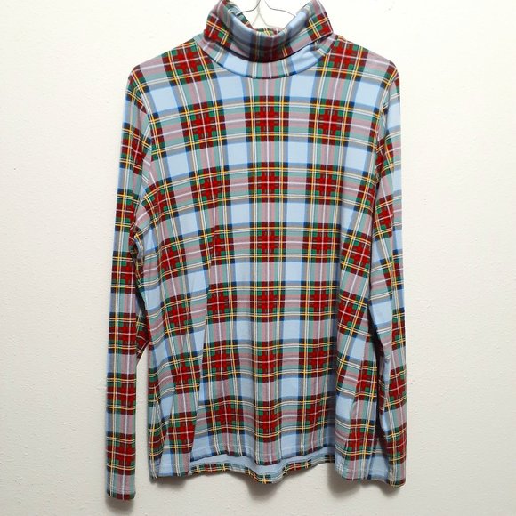 Spring Plaid Long Sleeve Turtleneck thermal top LG